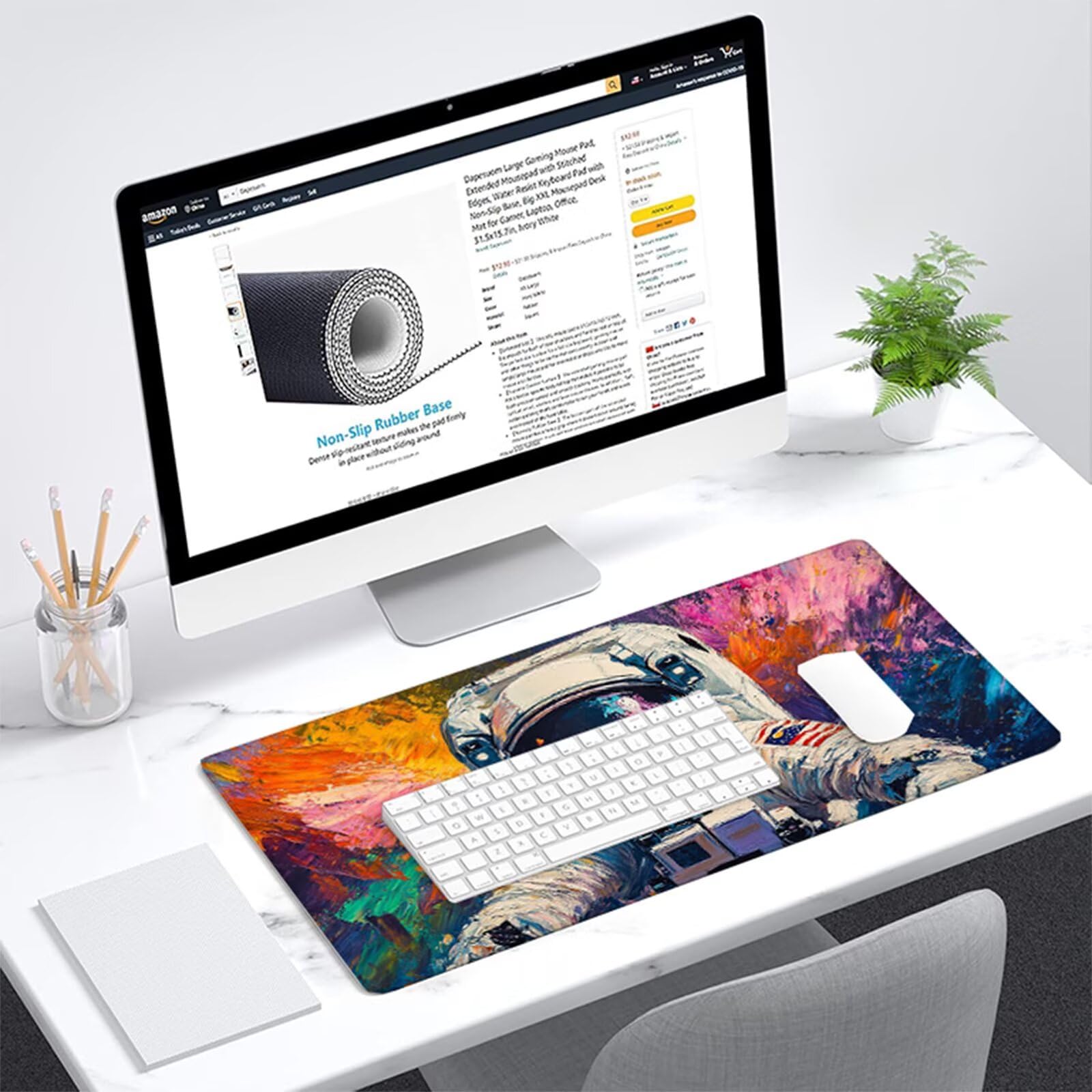 Alfombrilla Ratón Astronauta Alfombrilla Escritorio Color Mouse Pad Gaming Duradera, Mouse Pad Grande Gaming Mejora Precisión y La Velocidad, Desk Mat para Jugadores, PC, Oficina 1600x800x3mm Y2-831