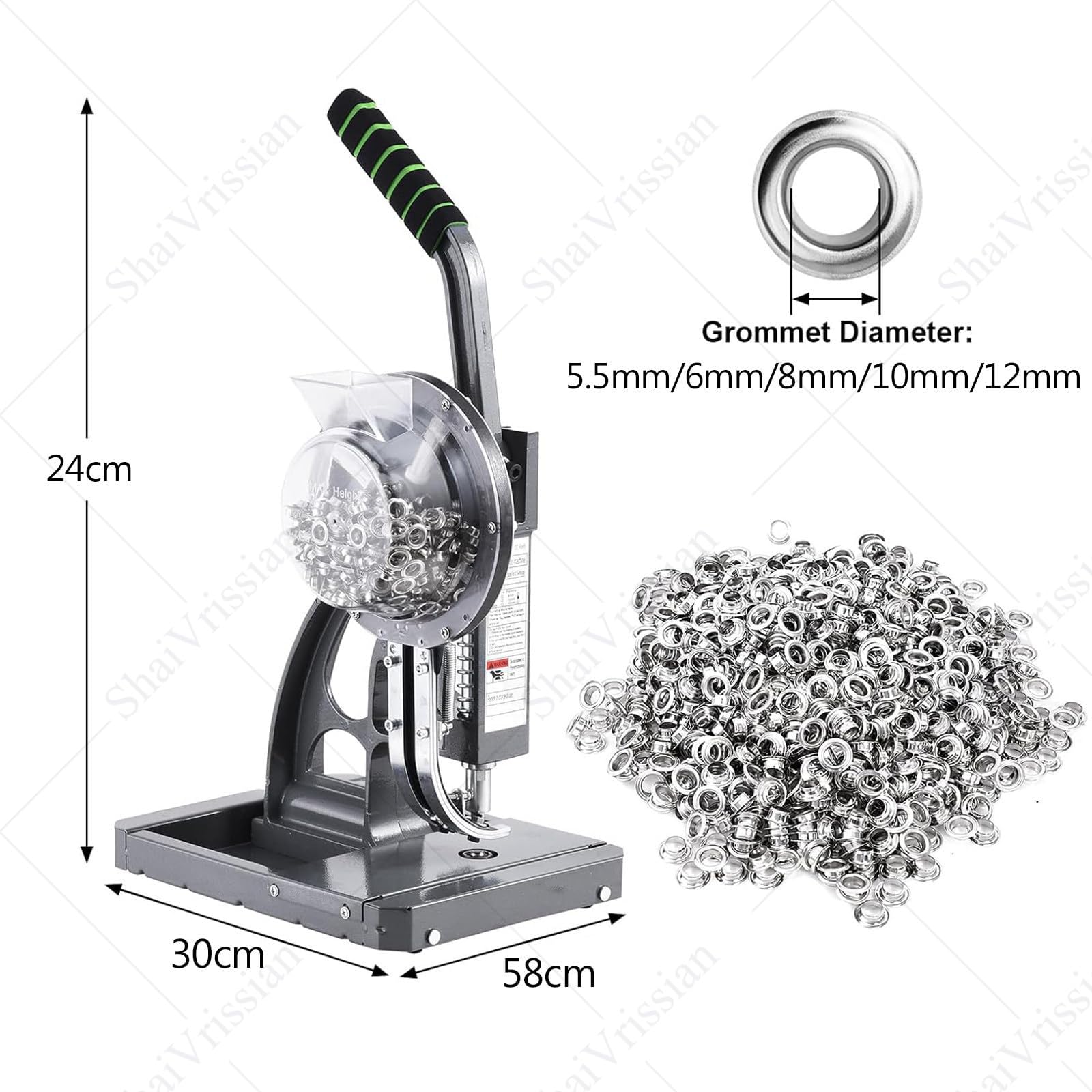 Macchina con Occhielli Semiautomatica per Impieghi Gravosi,Macchina Semiautomatica per Occhielli,Design con Manico Lungo,per Striscioni,Poster,Cartello 12MM