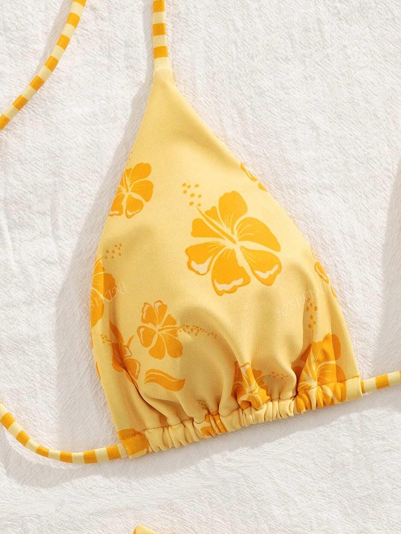 BYFINECANY Costume da bagno da donna stampato su tutta la superficie, costume da bagno estivo a vita alta