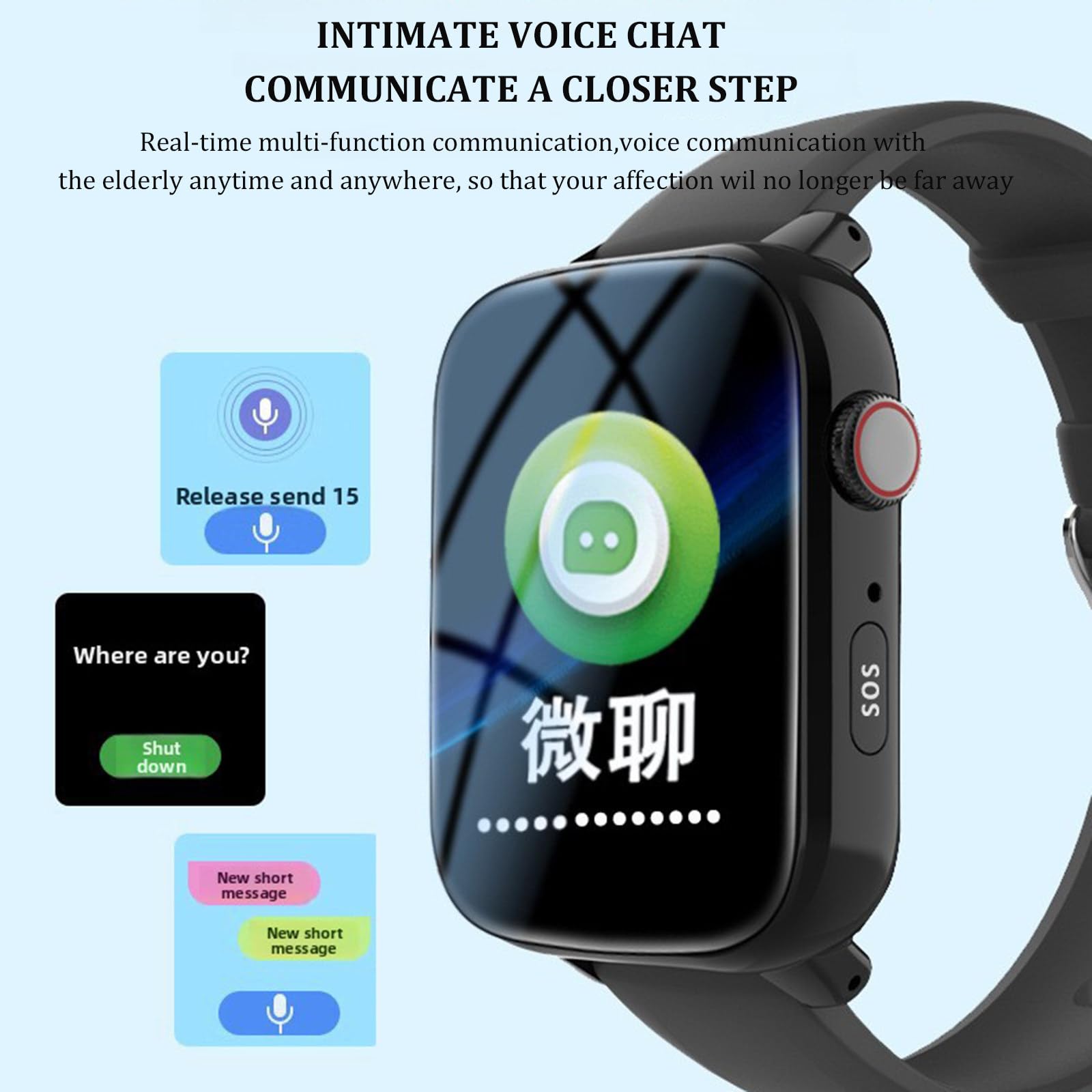 Dispositivos De Alerta De Caídas Para Personas Mayores, Con Detección De Caídas, Rastreador Gps Para Demencia Y Alzheimer, Botón Sos, Monitoreo De Salud, Videollamada HD, Resistente Al Agua Ip67