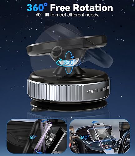 Miniatura 3 de CloudValley Soporte magnético ajustable de 360 para teléfono con ventosa giratoria, compatible con Magsafe, soporte de teléfono para iPhone y