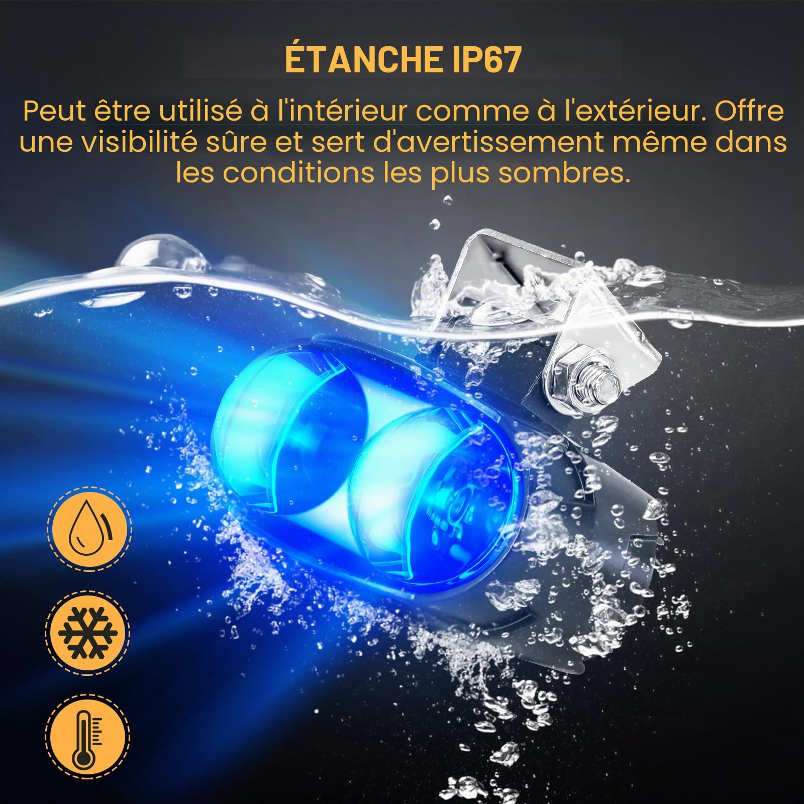 Dinfu 30W Lampe LED pour chariot élévateur Réglable rouge/bleu - Lumière d'avertissement de sécurité pour entrepôt 12-80 V Pour camion tout-terrain ou tracteur