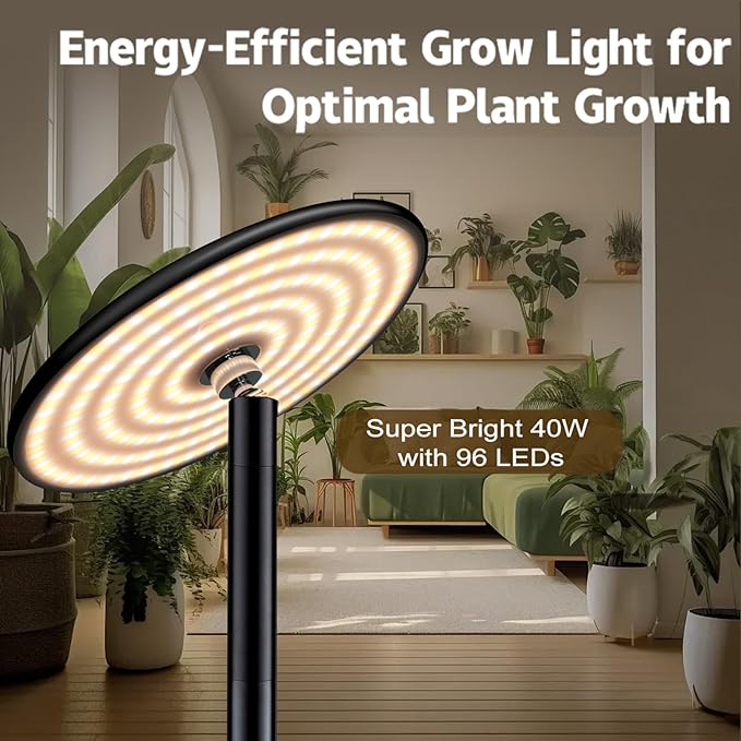 AJABotanics 69” Tall Grow Lights for Indoor Plants Full Spectrum, 40W Sunlike Standing Plant Lights for Indoor Growing, 10-Level Dimmable, Adjustable Height for Various Plant Sizes photo 2