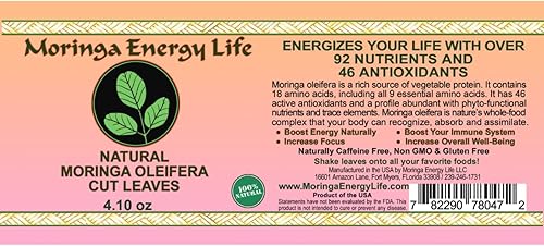Miniatura 2 de Moringa Leaf Shaker con hoja de moringa pura con nutrientes esenciales y rico en vitaminas, aminos y oligominerales en Moringa Shaker 4.10 oz