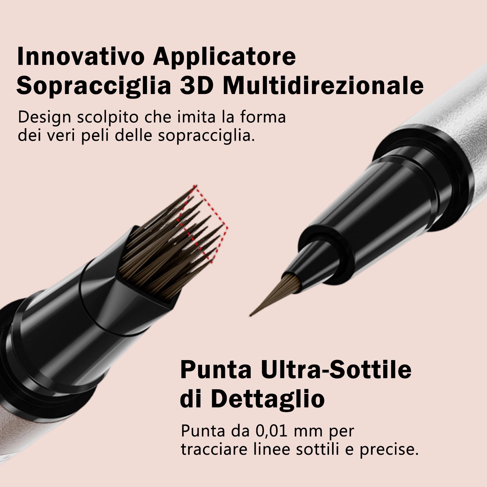 Erinde Matita Sopracciglia a Doppia Punta, Penna Sopracciglia Effetto Pelo 4D con Due Punte, Impermeabile e Anti-Sbavatura, a Lunga Durata, Riempimento Facile, Sopracciglia Naturali Effetto Pelo 02#