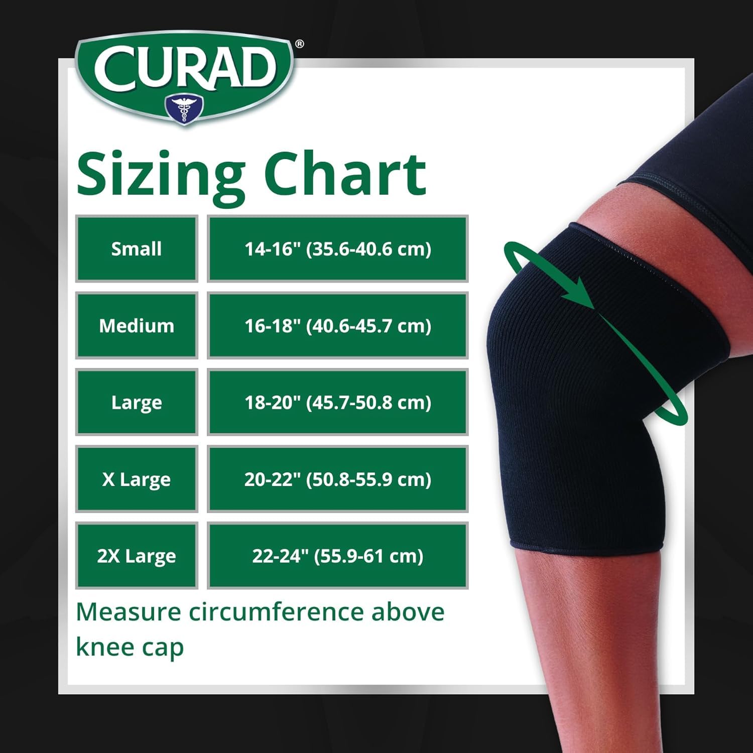CURAD Knee Support for Men & Women, Elastic, Pull-Over, Knee Brace for Running Knee Pain, Workout Sports Knee Brace, Black, Small