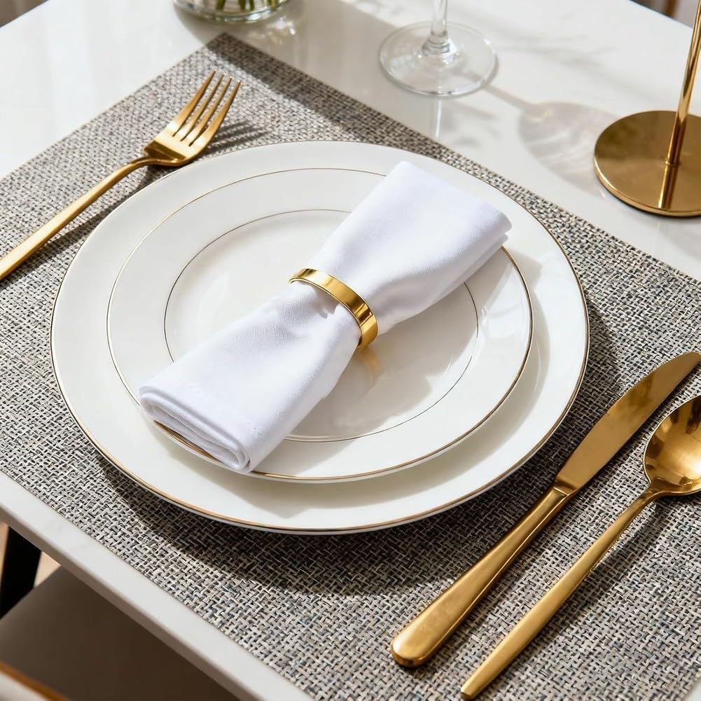 QOXEZY Portatovaglioli in lega, confezione da 12, elegante finitura dorata, per una presentazione ordinata di tovaglioli su tavoli da pranzo per pasti in famiglia e ospiti, per cene casual e formali