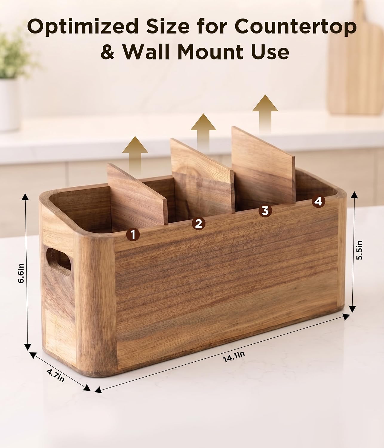 Utensil Holder for Kitchen Countertop, Utensil Organizer with 4 Compartment