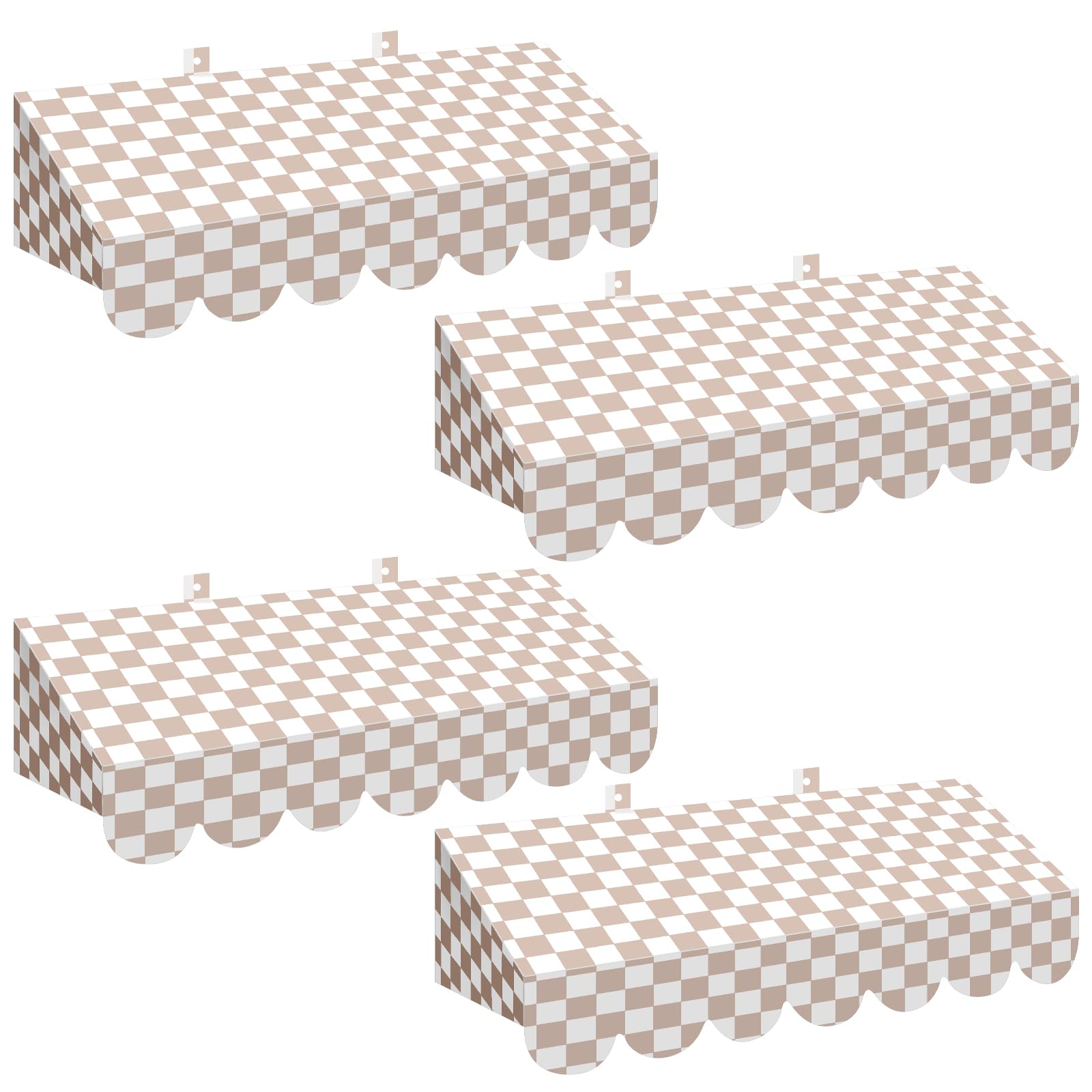 Tallew 4 Pcs 3D Cardboard Awning Wall Decor, Checkers, Khaki White