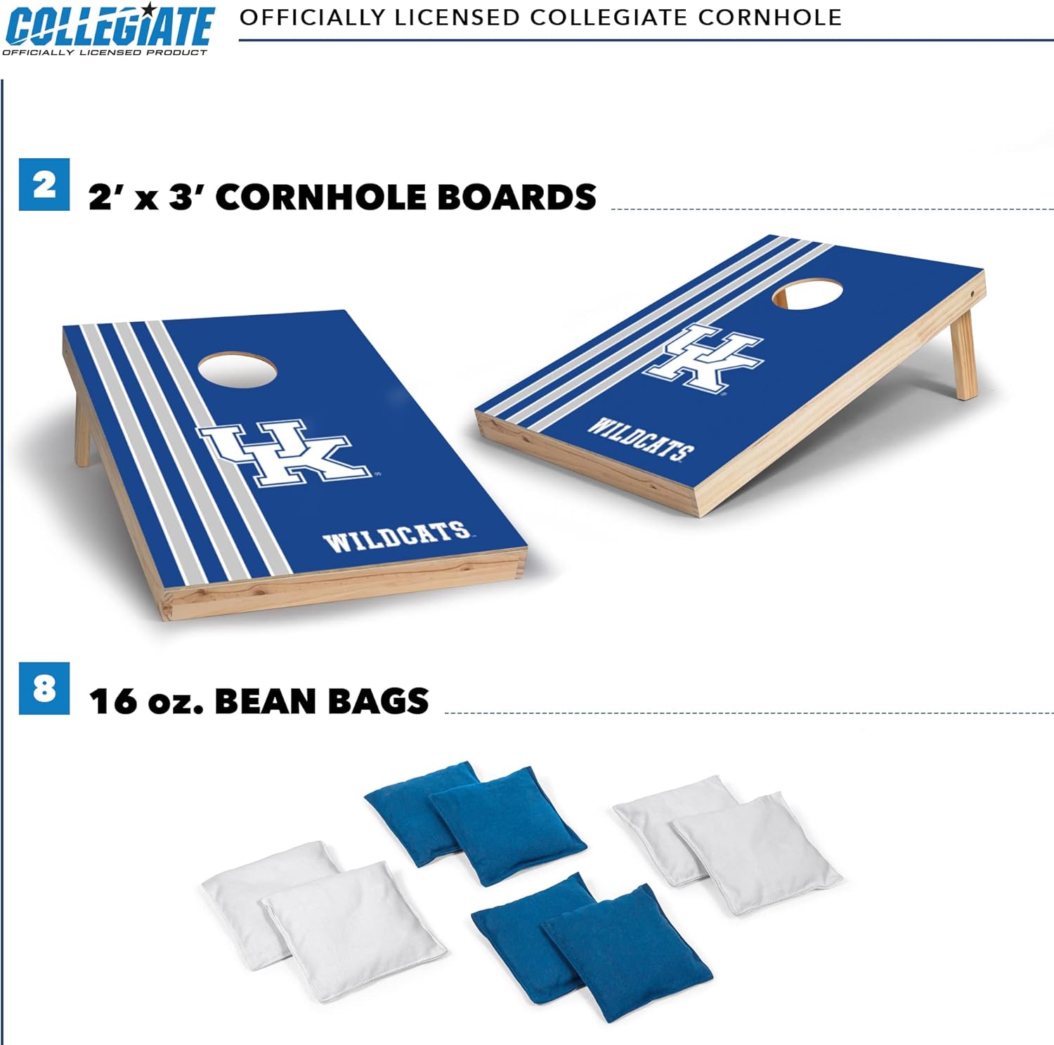 Wild Sports 2' x 3' Set with Direct Print HD Team Graphics – Great Gift for Any NCAA Fan! Bean Bag Toss Family Outdoor Games – Kentucky Wildcats