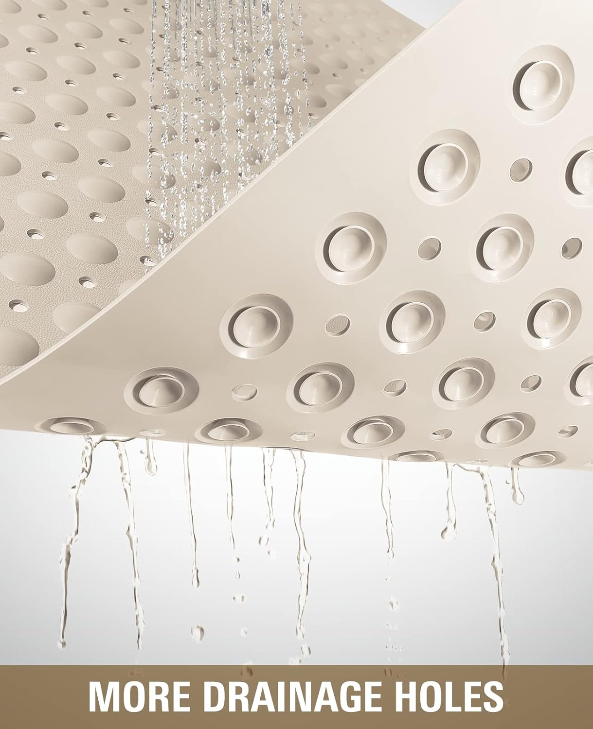 Yolife Extra Large TPE Shower Mat, 47.2" L x 31.5" W Anti Slip Bath Mat with Drain Holes and Suction Cups, Large Size Mat More Suitable for Shower Stall, No Odor, Heavy Mat - Image 5