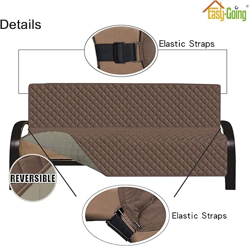 Miniatura 1041 de Easy-Going - Funda reversible para sofá, resistente al agua, con varillas de espuma y correas elásticas, protector de muebles para mascotas y perros