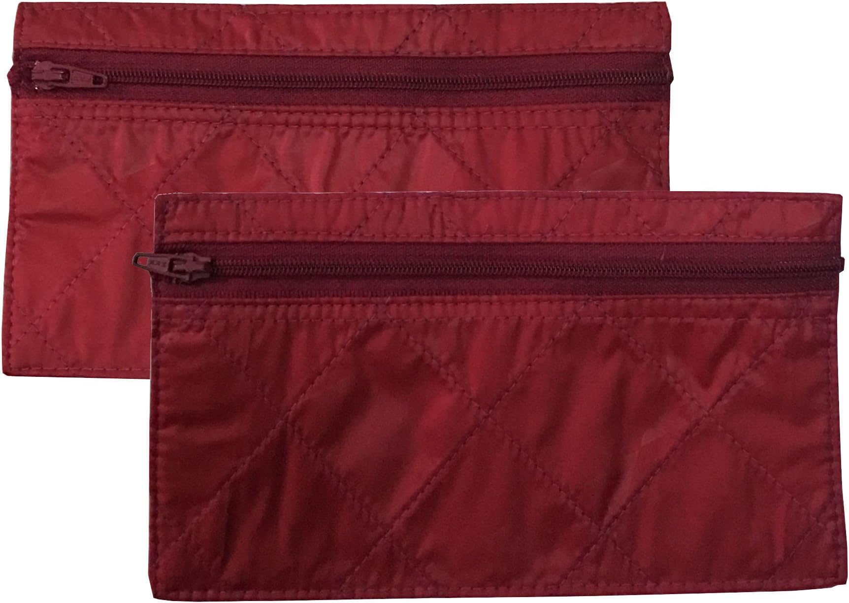 Budgeting Envelopes, Zippered Wallet, 2-Pack Reusable Spending Allowance Cash Envelope System, Nylon Organizer Bag (Small, Dark Red)