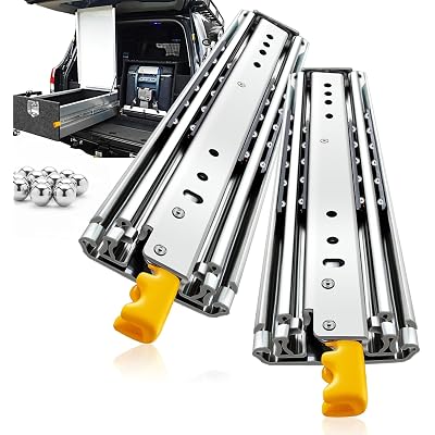 YENUO Heavy Duty Drawer Slides with Lock 12 14 16 18 20 22 24 26 28 30 32 34 36 38 40 44 48 52 56 60 Inch Full Extension Side Mount Ball Bearing Locking Rails Track Glides Runners Load 200 Lbs 1 Pair