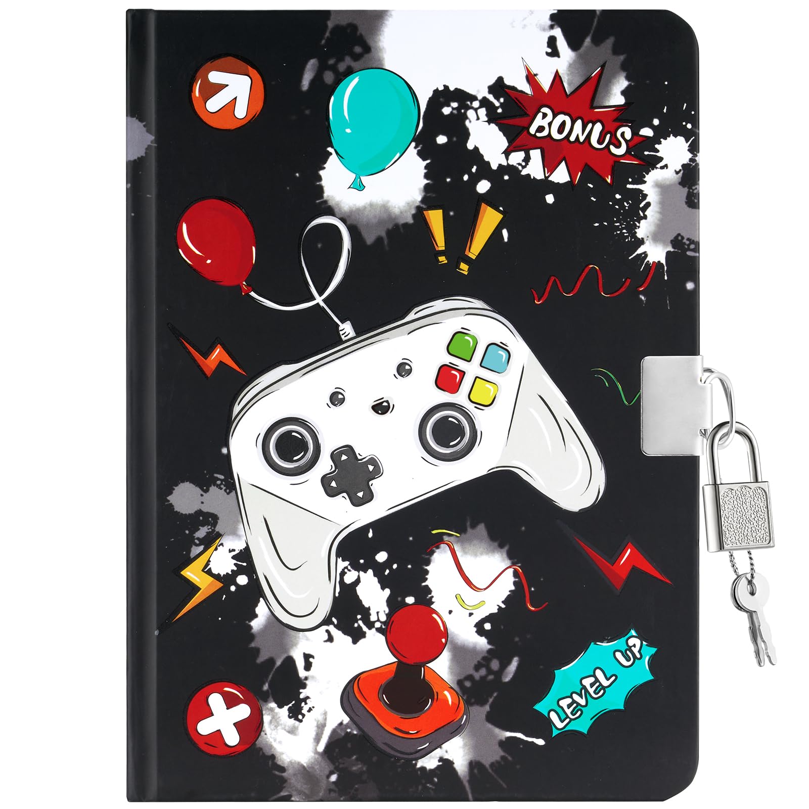 WERNNSAI Luminous Game Kids Diary for Boys, Secret Diary with Lock and Keys, Kids Journal Notebook Birthday Christmas Gift for 6 7 8-12 Year Old Boys, School A5 Lined Writing Drawing Notepad