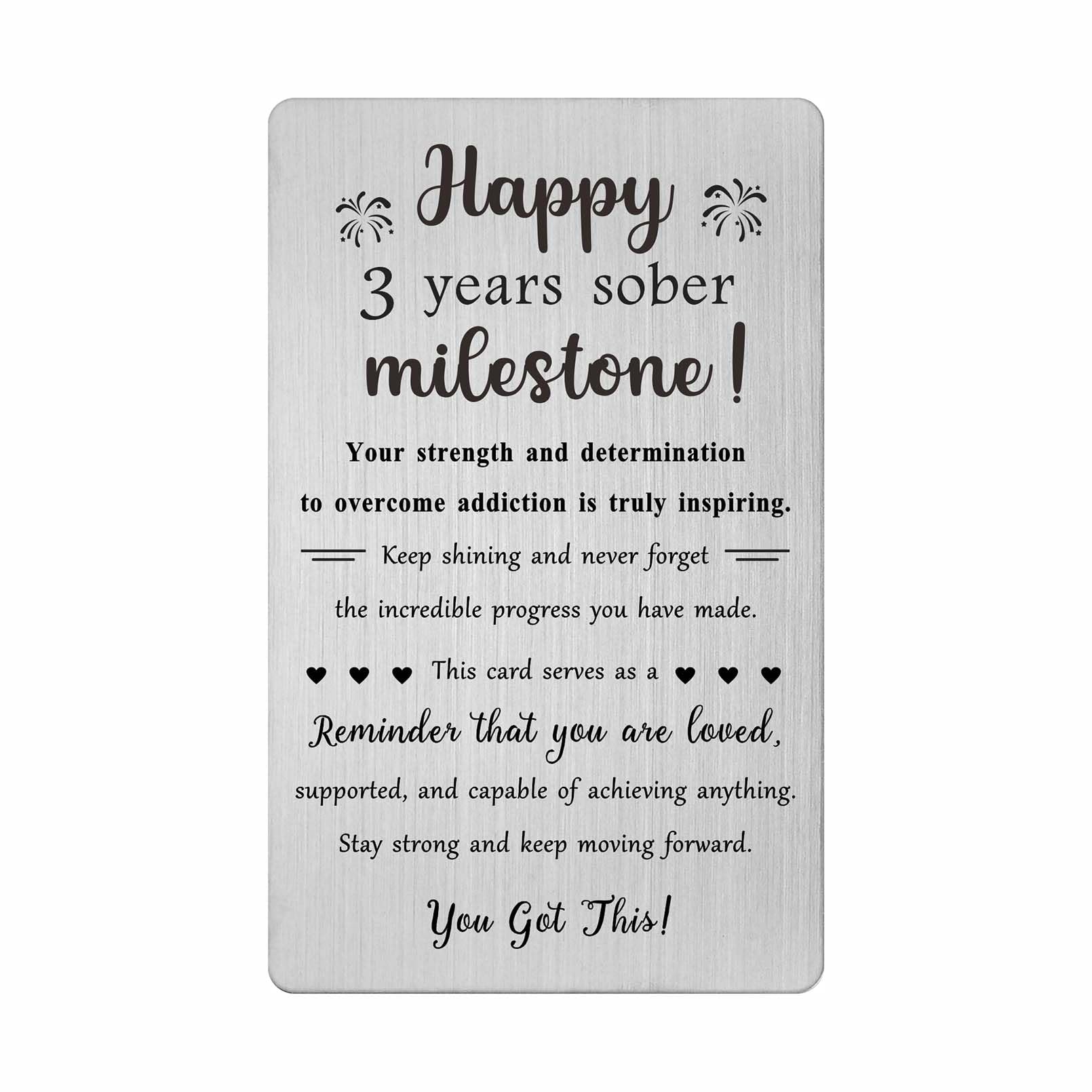 TGCNQ 3 Year Sobriety Gifts - Addiction Recovery Gifts for Women Men - 3 Year Sober Gifts 3 Year Sober Engraved Wallet Card