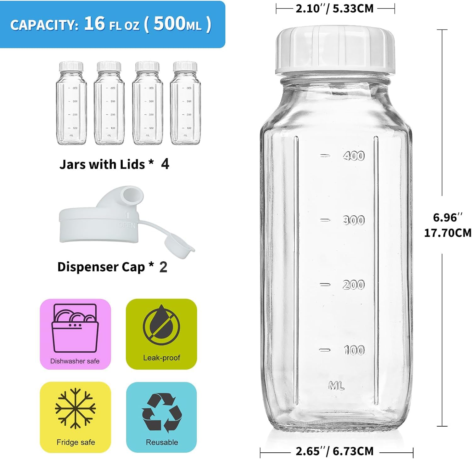 Lot De 2 Bouteilles De Jus En Verre De 1000 Ml Avec
