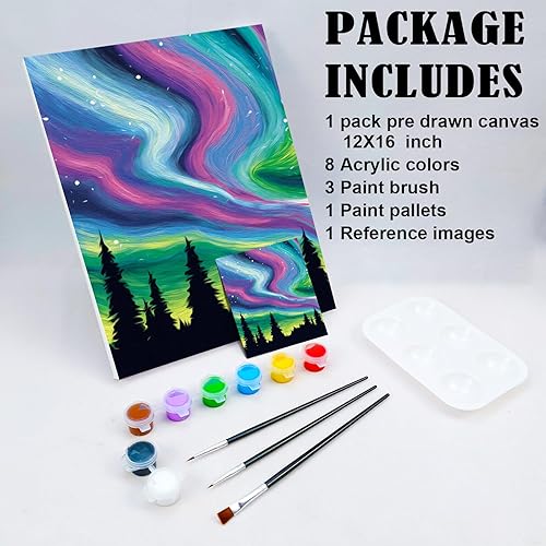 Miniatura 5 de Kit de sorbo y pintura para citas nocturnas de adultos, lienzo de 8 x 10 pulgadas, lienzo predibujado para parejas, kit de pintura con lienzo