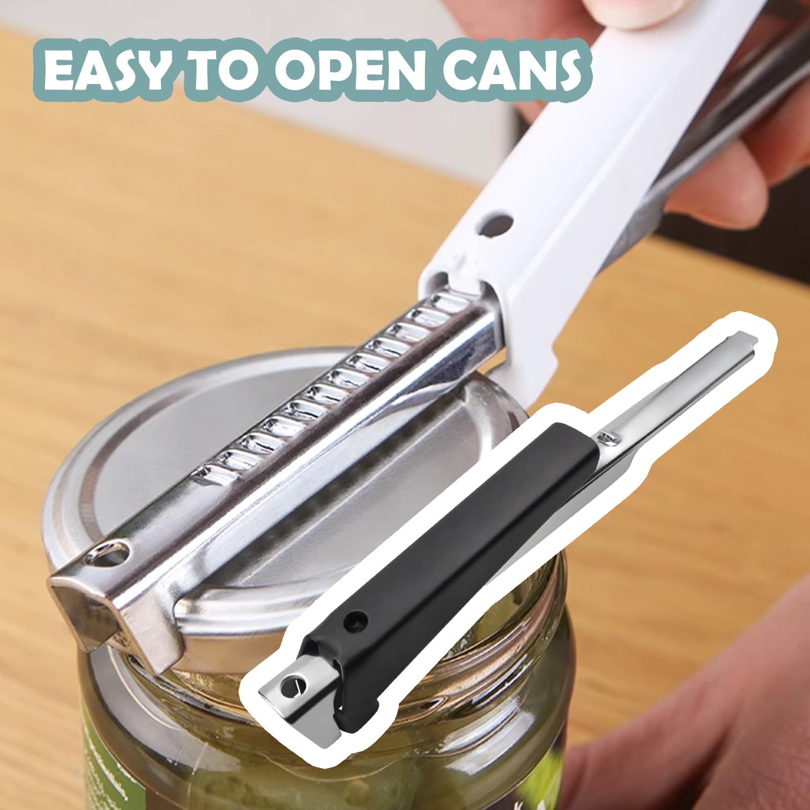 Set Di 2 Apriscatole Ergonomici Per Artrite | Acciaio Inox Antiruggine, Manico In Gomma Antiscivolo, Apertura Regolabile 1-10 Cm