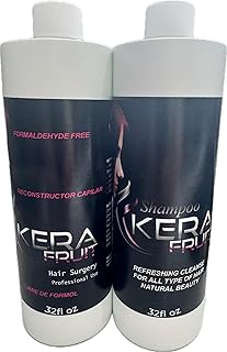 KERA FRUIT Cirugia Capilar Para el Cabello Libre de Formol - Antifrizz Deep Hydratation - Repair Hair Treatment - Professional Results - Formaldehyde Free 32oz with Shampoo.