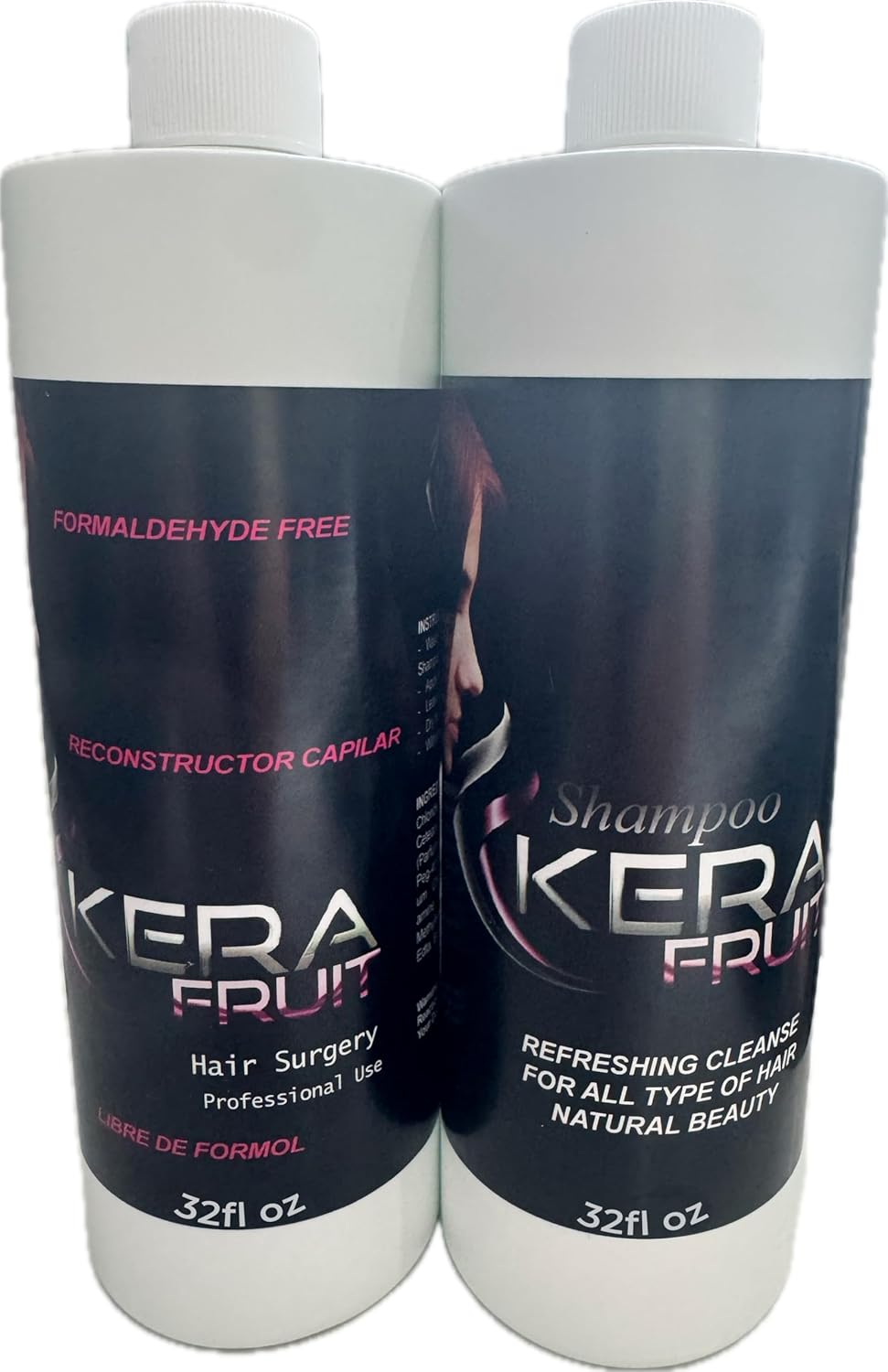 KERA FRUIT Cirugia Capilar Para el Cabello Libre de Formol - Antifrizz Deep Hydratation - Repair Hair Treatment - Professional Results - Formaldehyde Free 32oz with Shampoo.