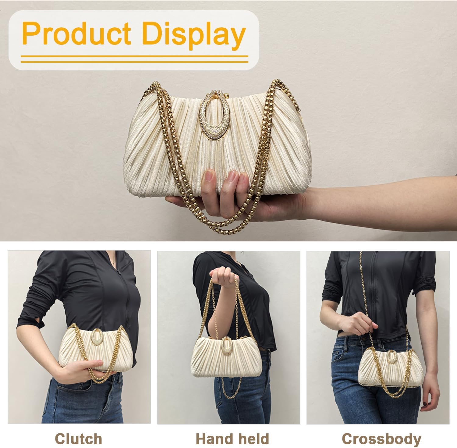 Evening Clutch Purses For Women Formal Satin Dress Handbag for Wedding Party Elegant Small Shoulder Bag - Image 7