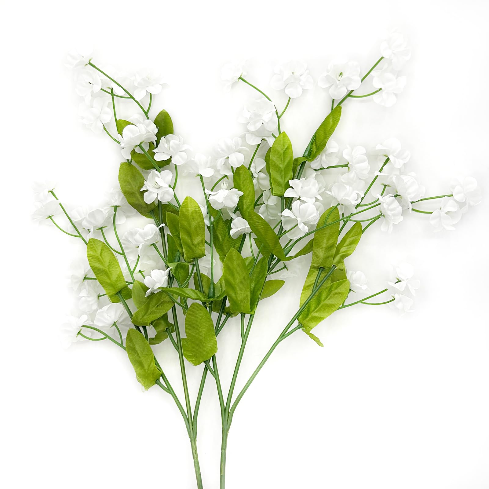 Featuman White Artificial Flowers with Stems, 2 Pcs Forget Me Not Bouquets Fake Flowers for Vase, 18.5 Inch Artificial Silk Flowers Outdoor Plant for