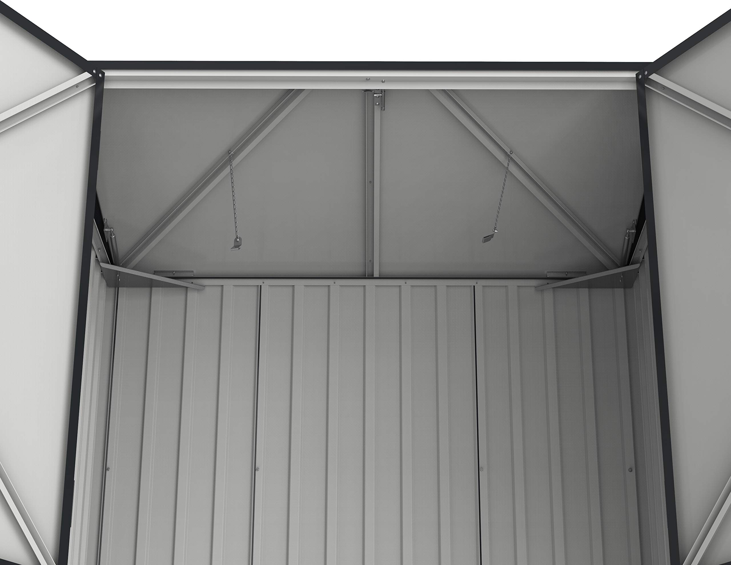 Duramax Mülltonnenbox für 2, Unterstand für 2 Mülltonnen mit Öffnung von oben und abschließbaren Doppeltüren, Lagerunterstand aus Metall, Verstecke für rollende Mülltonnen, Anthrazit