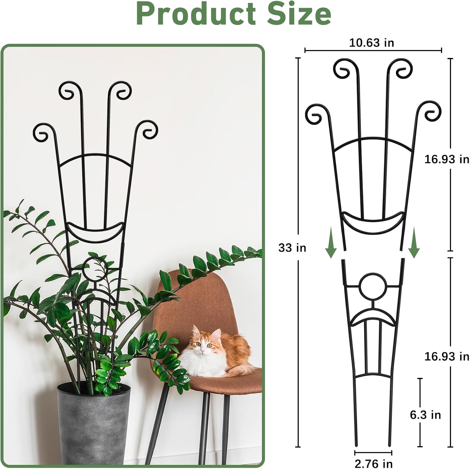32.6in Plant Trellis for Climbing Plants Indoor, Expandable Large Metal Trellis for Potted Plants, Heavy-Duty Tall Pothos Plant Climber Support for Ivy Pothos Hoya Monstera, 4P