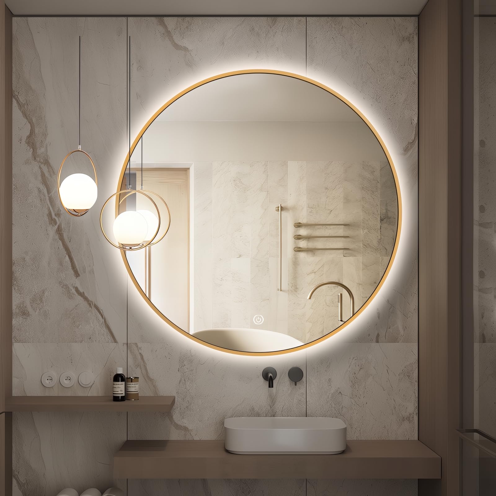TheiaMo Round LED Bathroom Mirror