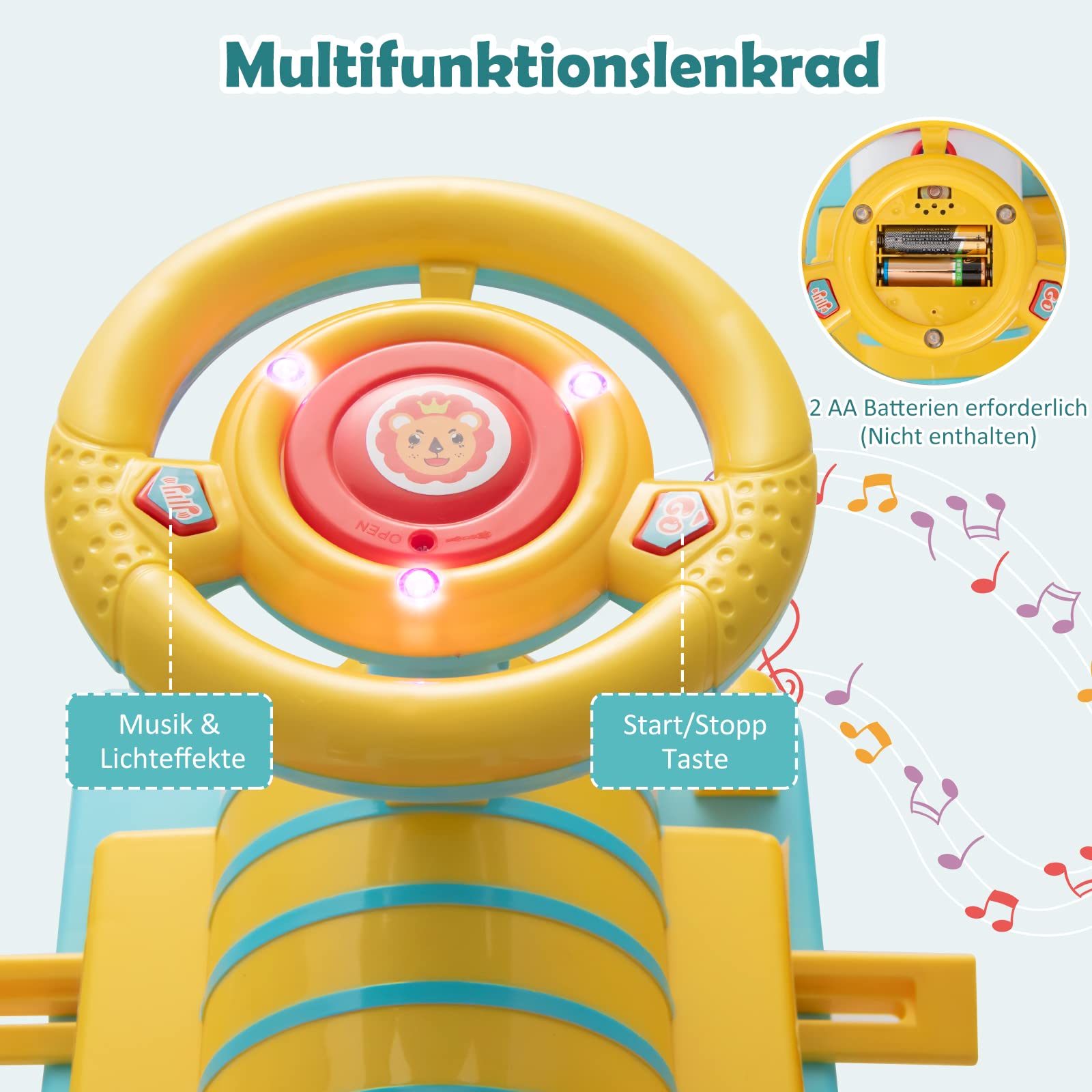 GOPLUS Kinder Elektro Zug, Kinderfahrzeug mit 16 STK. Schiene Set, 6V Kinder Aufsitz mit Licht, Musik, Zugpfeife & Stauraum, Elektro Kinderauto für Jungen & Mädchen ab 3 Jahren (Blau)