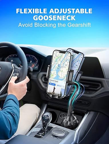 Miniatura 2 de Actualizado Soporte para portavasos de automóvil, soporte para teléfono ajustable, cuello de cisne para automóvil, soporte para teléfono para iPhone