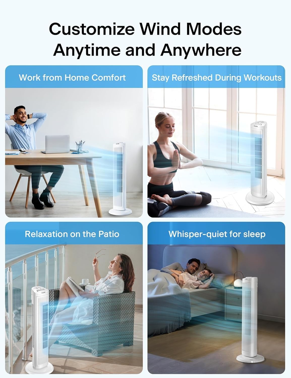 Breezamax,3 Geschwindigkeiten, Tragbare Klimaanlage Kühlventilator Leise, Für Schlafzimmer Büro (White)