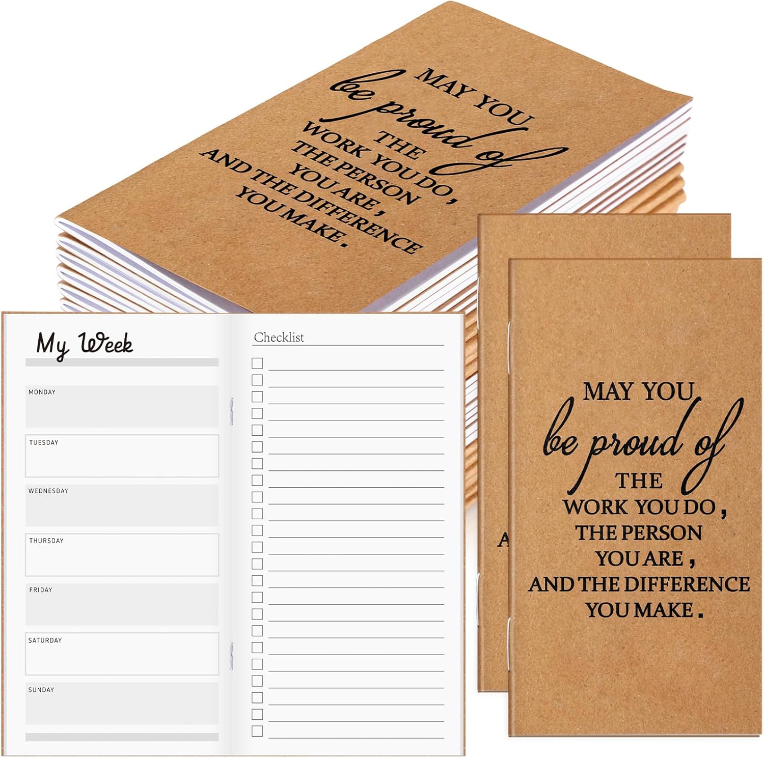 Yeaqee 50 Pcs Undated Weekly Planners Bulk Inspirational