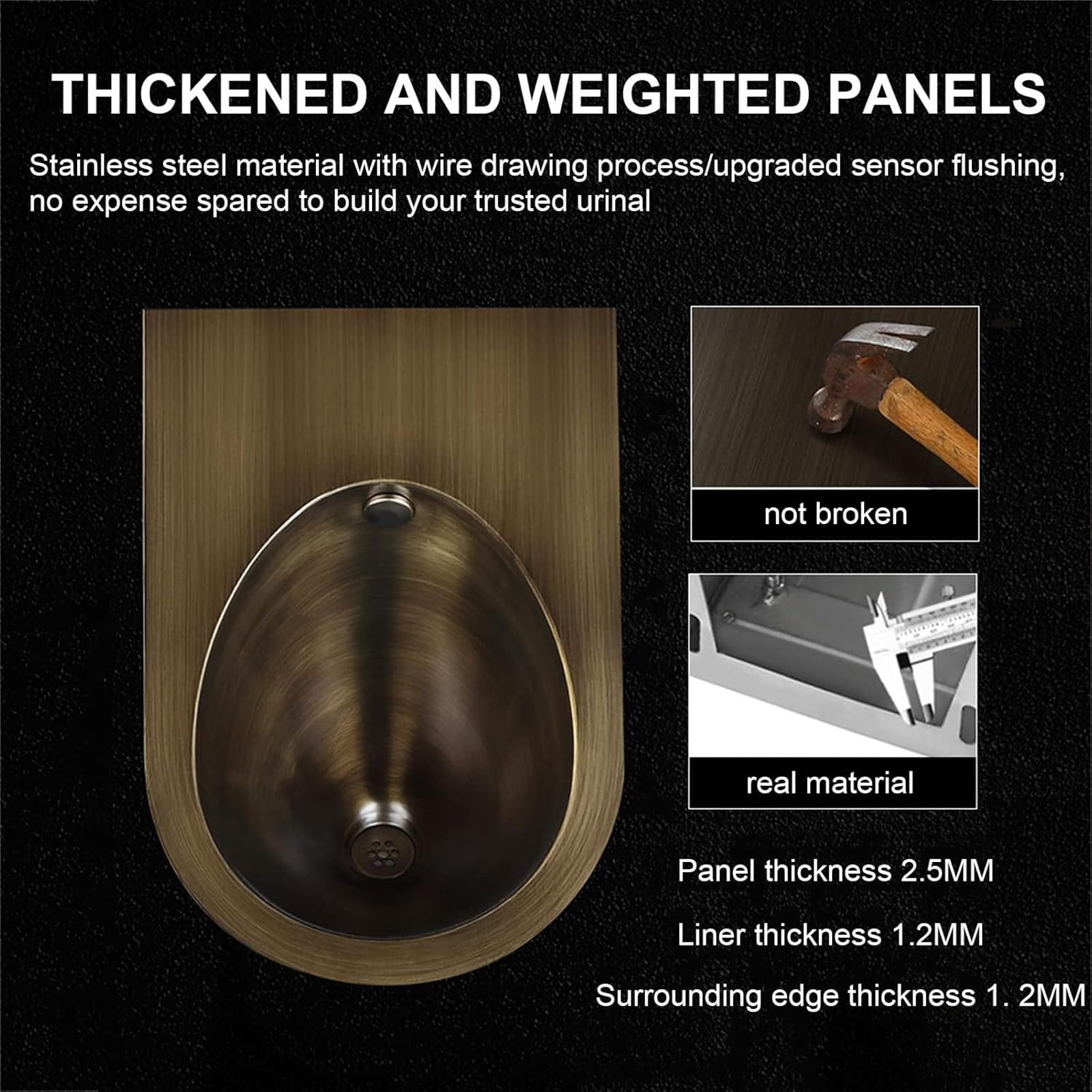 iumLeap Wall Mounted Men's Flushing Urinal,304 Stainless Steel Family Bathroom Toilet,Commercial Splash Urinal with Sensor,for Hotel?Airport?Bar