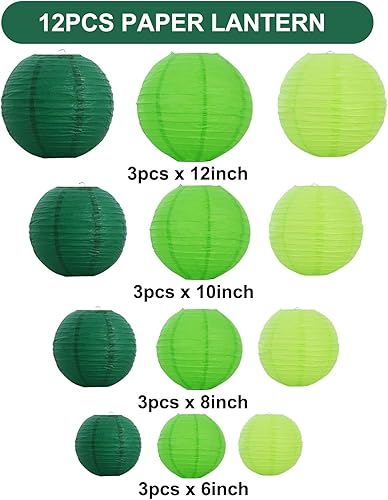 Miniatura 8 de BEISHIDA 12 linternas de papel de mezcla de bosque, colgantes, decorativas, chinas, japonesas, redondas, lámpara de papel para cumpleaños, boda,