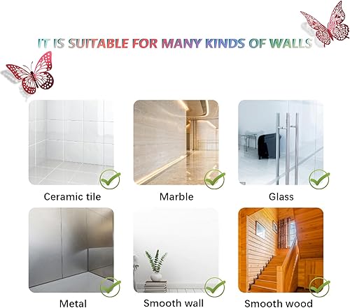 Miniatura 88 de SAOROPEB - Calcomanía 3D de mariposa que brilla en la oscuridad, 24 unidades, 3 tamaños, para decorar techo o pared, suministros de fiesta, 24