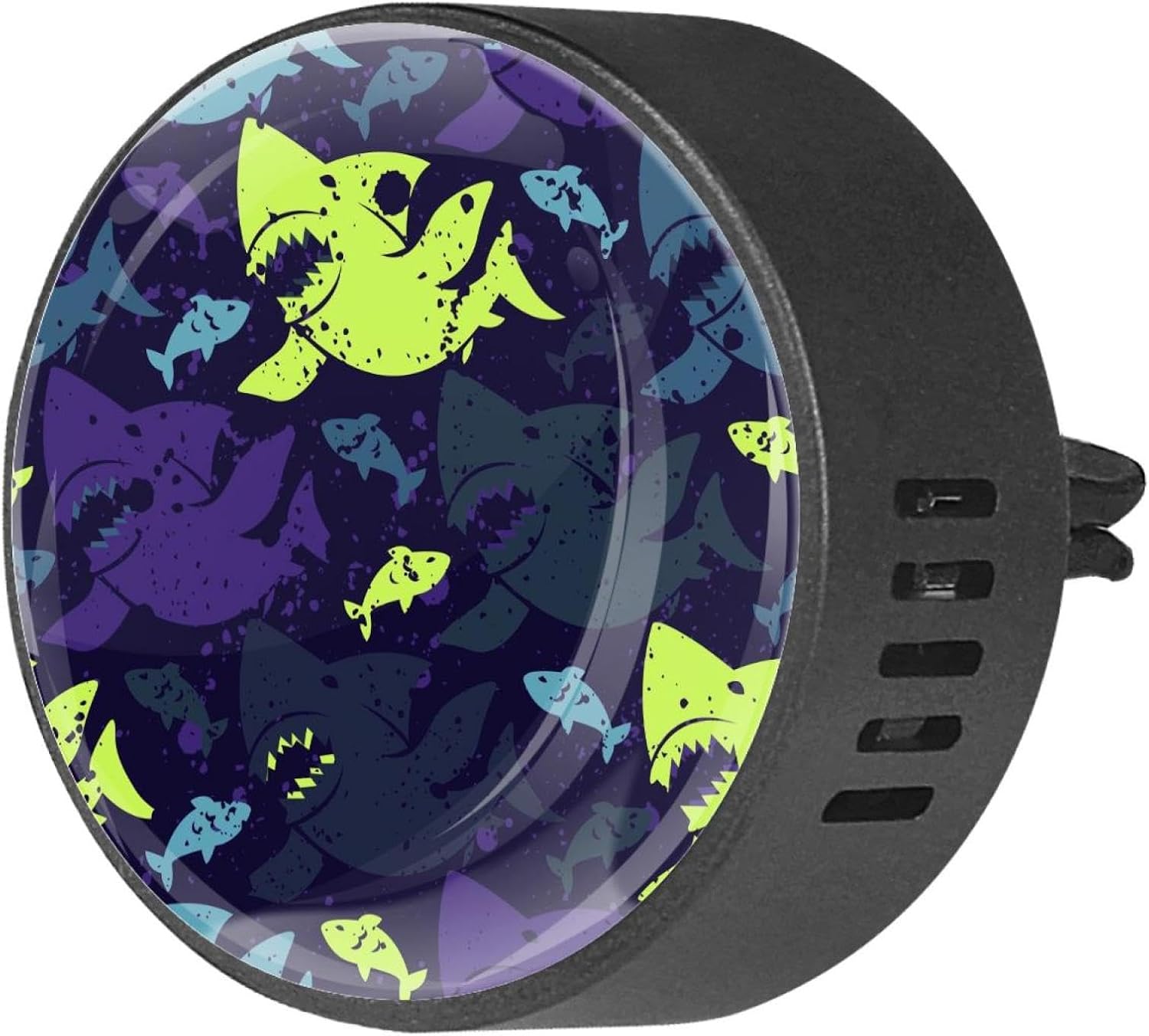 VAPOKF 2 PCS Vent Clips Car Air Freshener with Grunge Sharks and Fishes Prints, Aromatherapy Essential Oil Diffuser