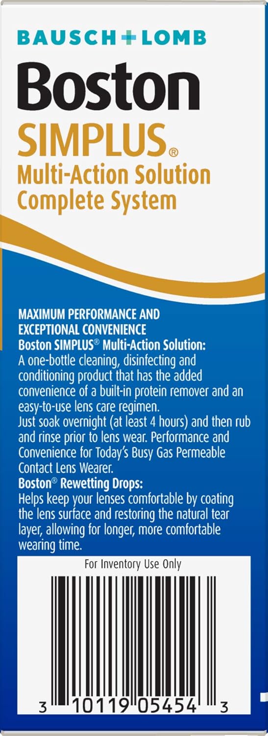 Contact Lens Solution Kit by Boston Simplus, for Gas Permeable Contact Lenses, 3.5 Fl Oz Multi-Action Solution, 0.17 Fl Oz Rewetting Drops, Lens Case Included : Health & Household