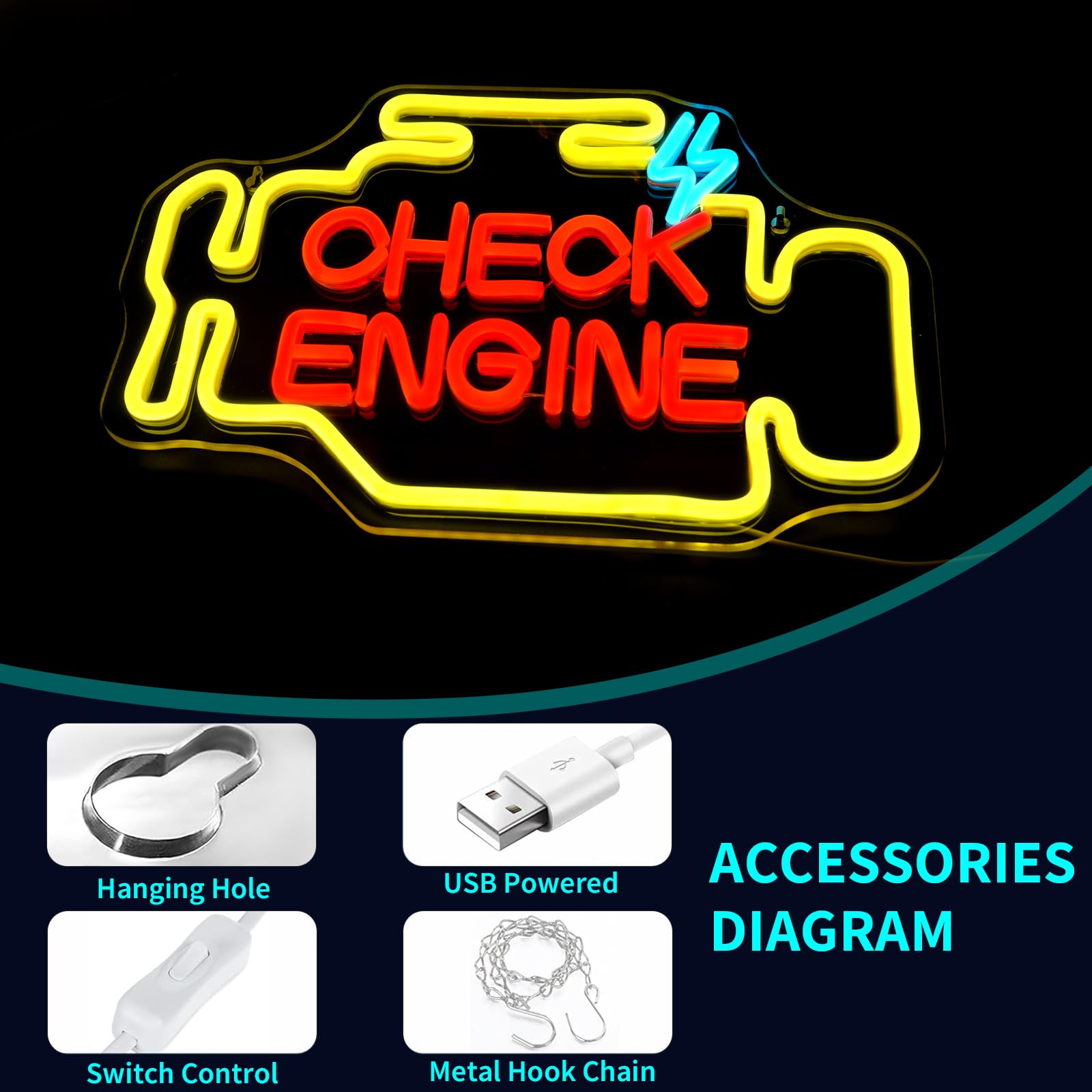 Señales de neón Check Engine