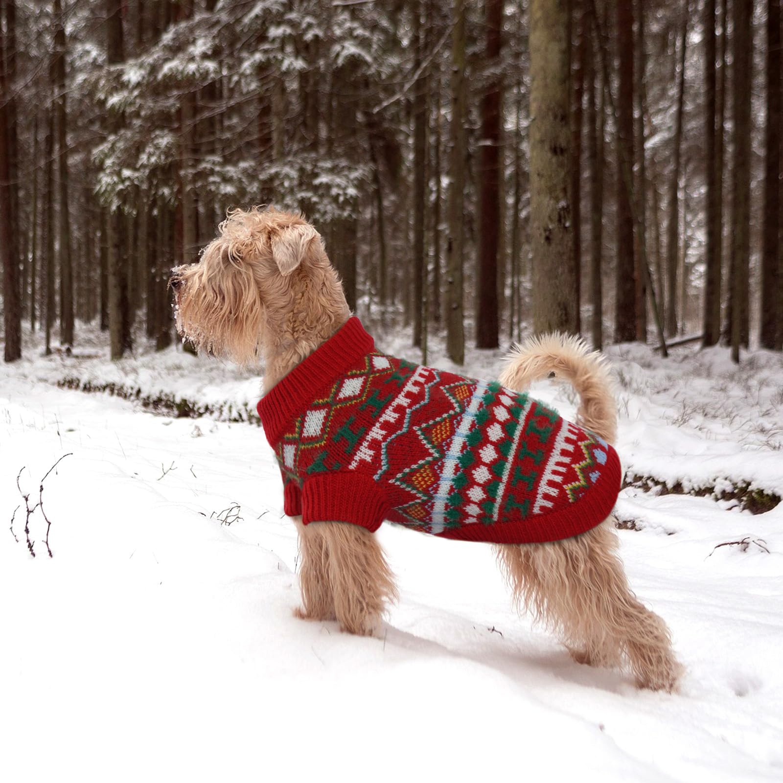 Jersey Perro - Jersey Perro Mediano Precioso Jersey para Perros Jersey Navidad Perro, Jersey Cálido para Perro Ropa Boho Perro Mediano, Ropa para Perros Medianos (Rojo-Verde XL)