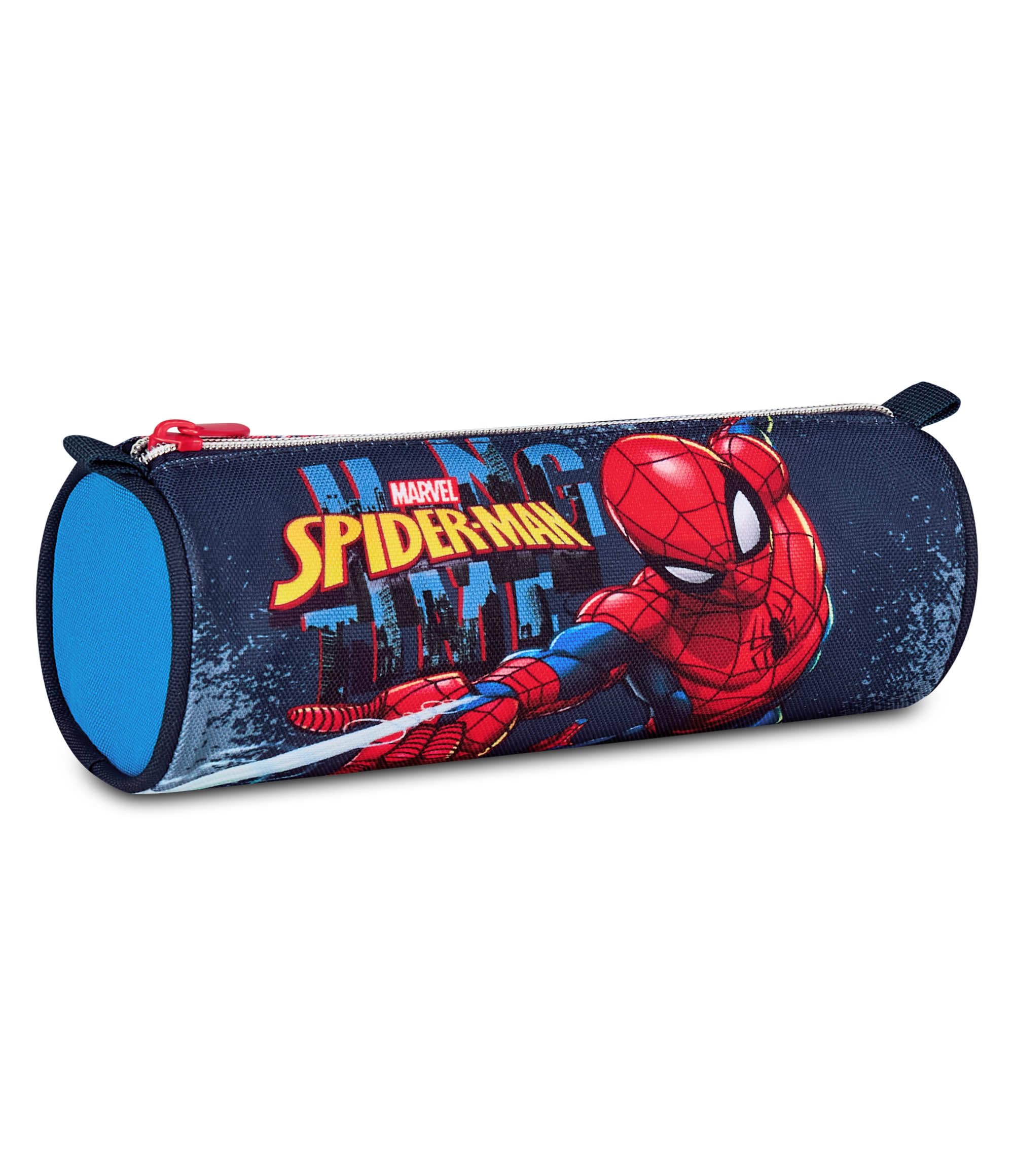 Seven Spiderman Pencil Case School Tombolotto, Blue, Oval Case for Pens, Pencils and Accessories, School Backpack, Elementary School, Child, Blue, Modern