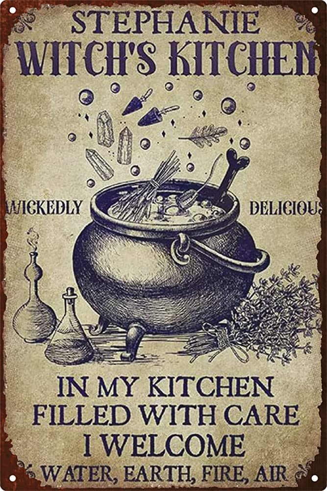 Metal Tin Sign Funny House Plaque Retro Wall Art Decor For Bar Pub Cafe Kitchen Kitchen Witch, Witches Magic Knowledge Blessing Incense Artwork 20x30cm