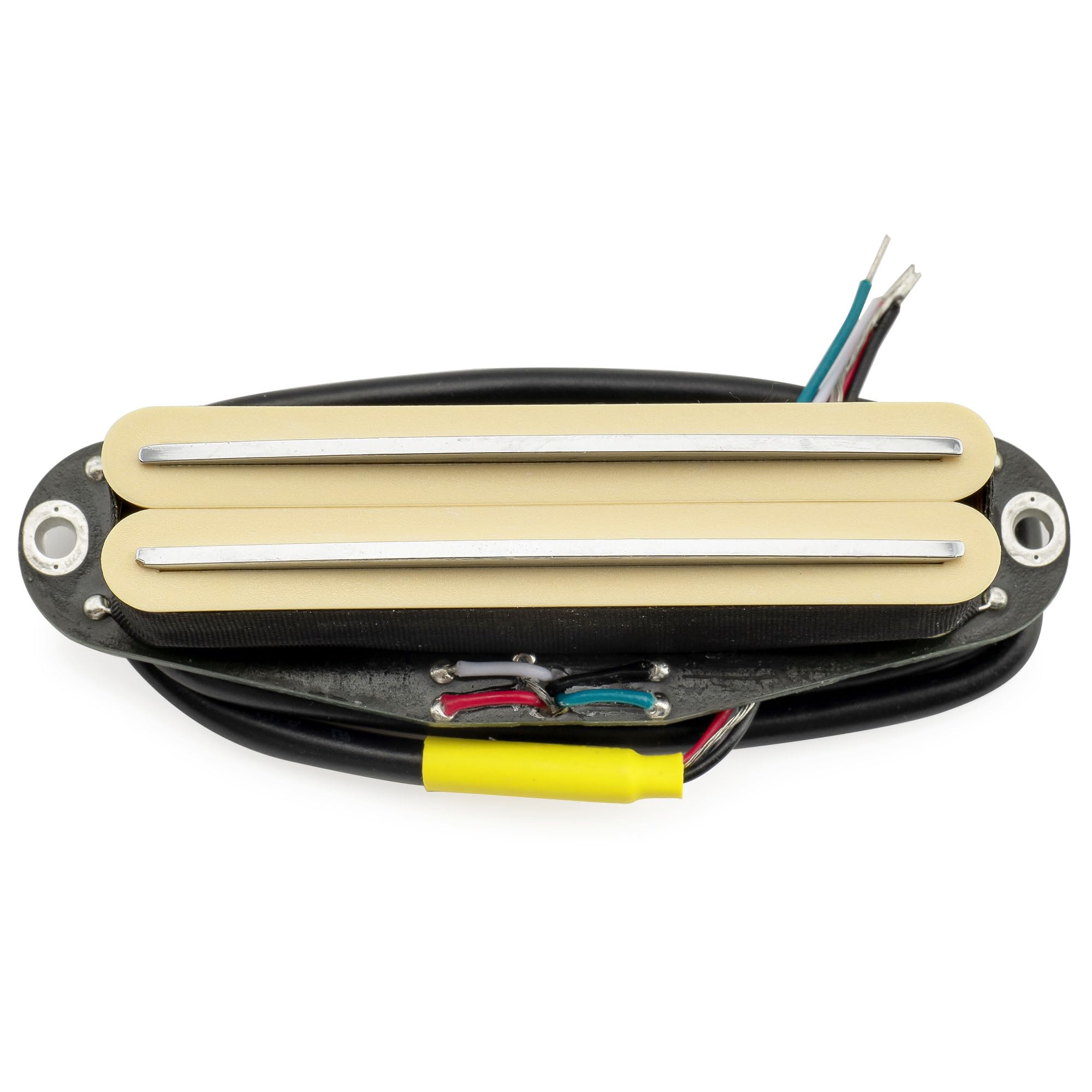 Musiclily Pro ST-DPHC Cerámico Rail Blade Pastilla Humbucker Formato Single Coil 13,2K Super Distortion para Guitarra Eléctrica tipo Strat, Cuerpo Crema Rail Cromado