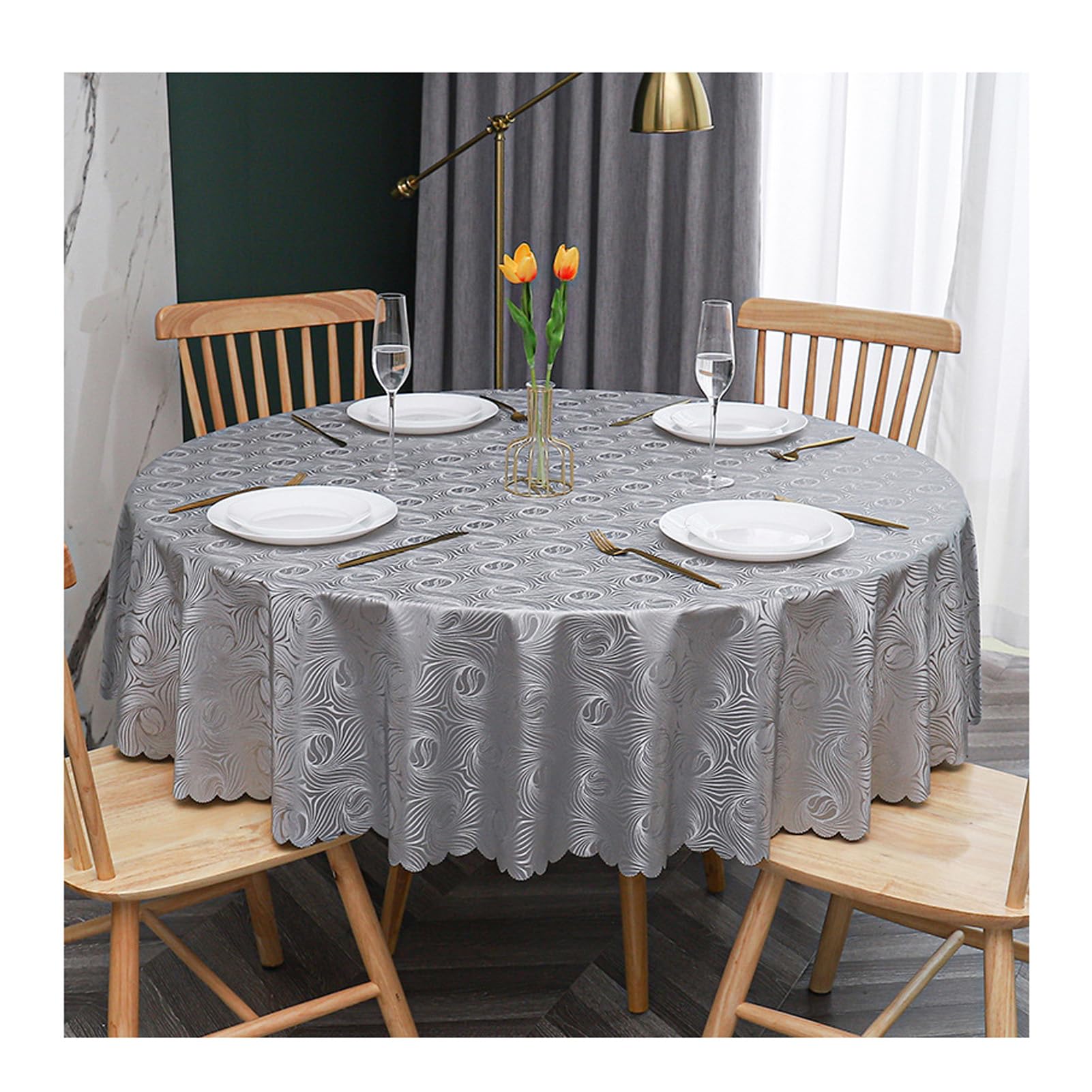 Nappe Toile Ciree Ronde Diameter 280cm, Nappe Ronde Anti Tache, Couverture de Table, Nappe de Table Ronde, Nappe de Table Ronde Impermeable, pour Salle à Manger/Extérieur Usage