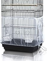 ASOCEA Bird Cage Seed Catcher - Universal Adjustable Nylon Mesh Skirt for Parrot Parakeet Macaw, Round Square Cages Floor Protector