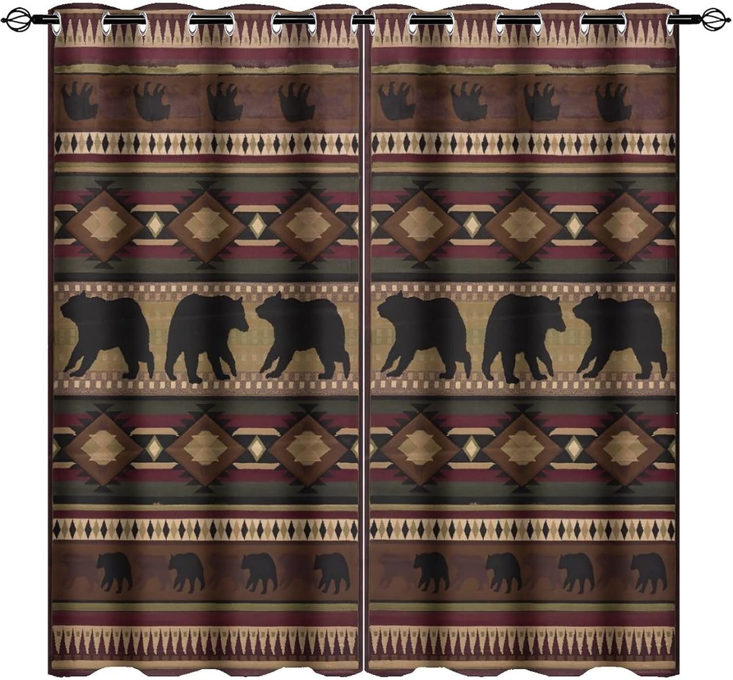 Rideau occultant ours de maison opaque avec oeillet en polyester lot de 2