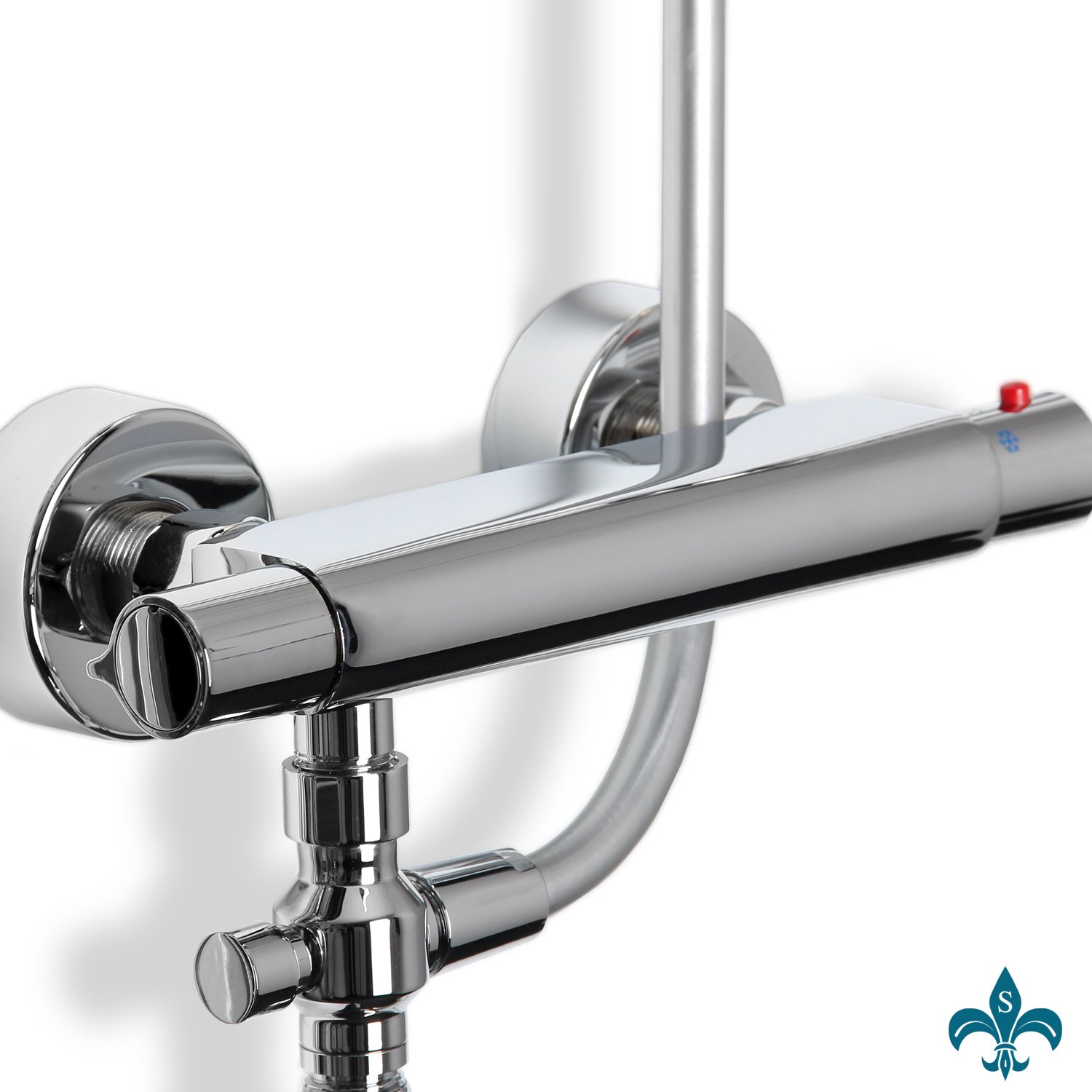 Duschkombination Mit Thermostat & Rainshower – Komplettset 300x300 Mm In Edelstahl, Aufputz-Montage