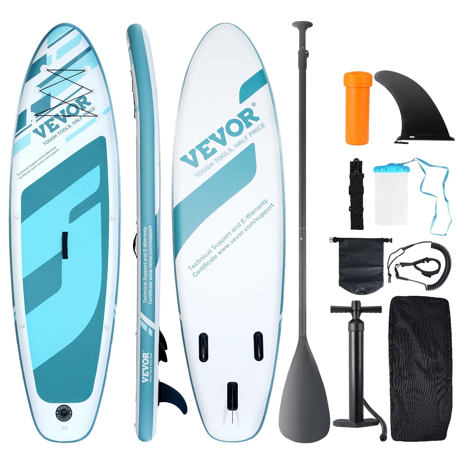 VEVOR Tabla de Paddle Surf Inflable, 323 x 84 x 15 cm Tabla de Paddle Sup de PVC con Accesorios para Tabla, Bolsa para teléfono, Mochila, Kit de reparación, Remo y Kit de reparación