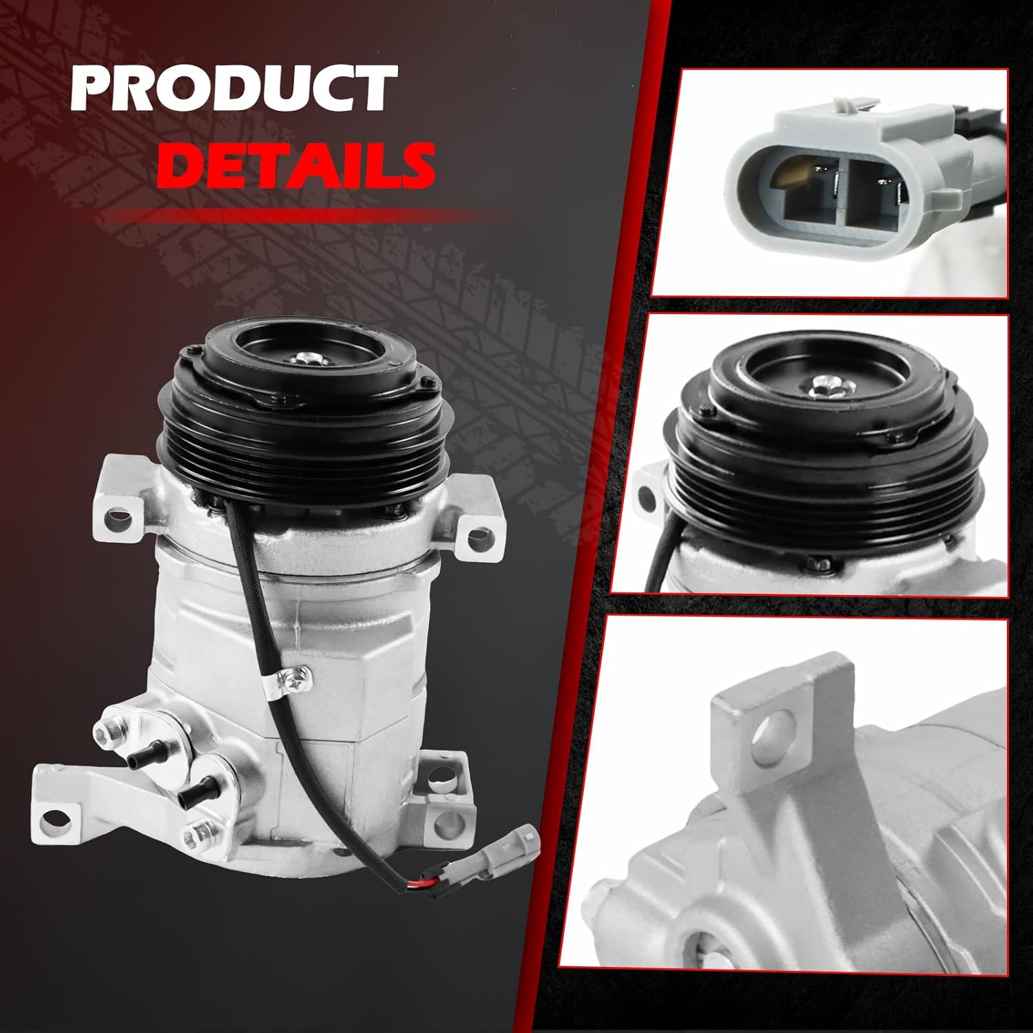 AC Compressor Fit for Escalade Silverado Suburban Tahoe GMC Sierra Yukon, 4.8L 5.3L 5.7L 6.0L 6.2L 8.1L, A/C with Clutch Replacement for 89024907 20784066 272531 4710315 4710316 10000631